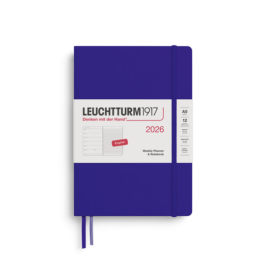 Leuchtturm1917 2026 A5 Weekly Planner and Notebook - Ink