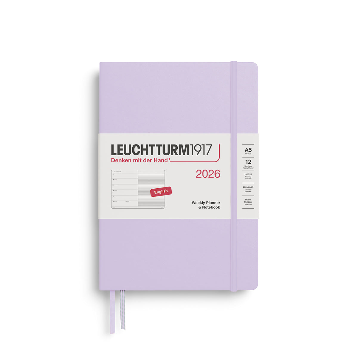 Leuchtturm1917 2026 A5 Weekly Planner and Notebook - Lilac
