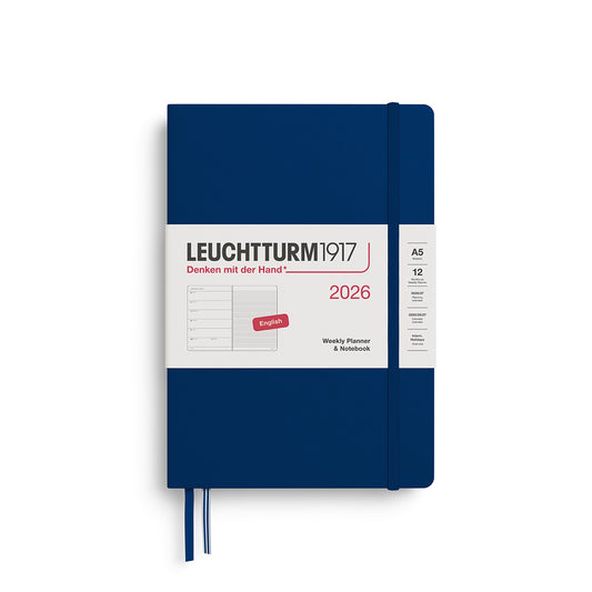 Leuchtturm1917 2026 A5 Weekly Planner and Notebook - Navy