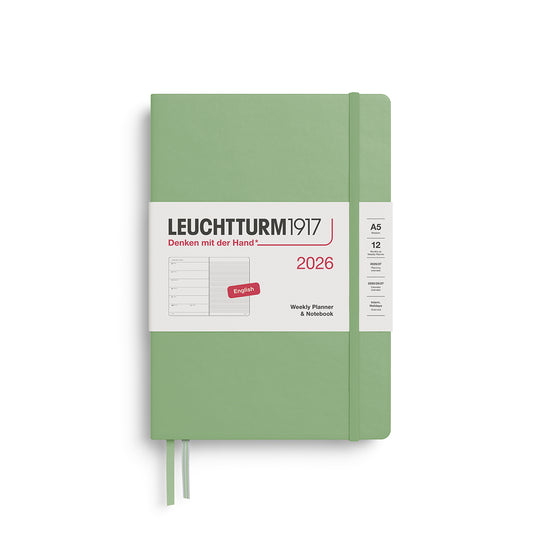 Leuchtturm1917 2026 A5 Weekly Planner and Notebook - Sage