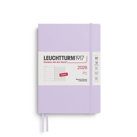 Leuchtturm1917 2026 A5 Medium Softcover Weekly Planner and Notebook - Lilac