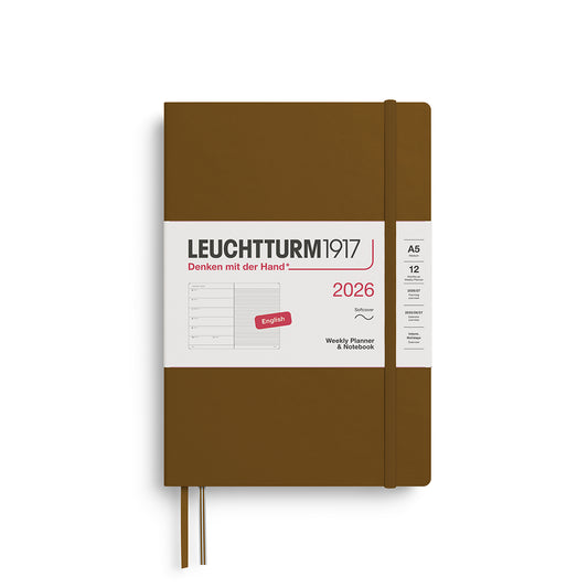 Leuchtturm1917 2026 A5 Medium Softcover Weekly Planner and Notebook - Spice Brown