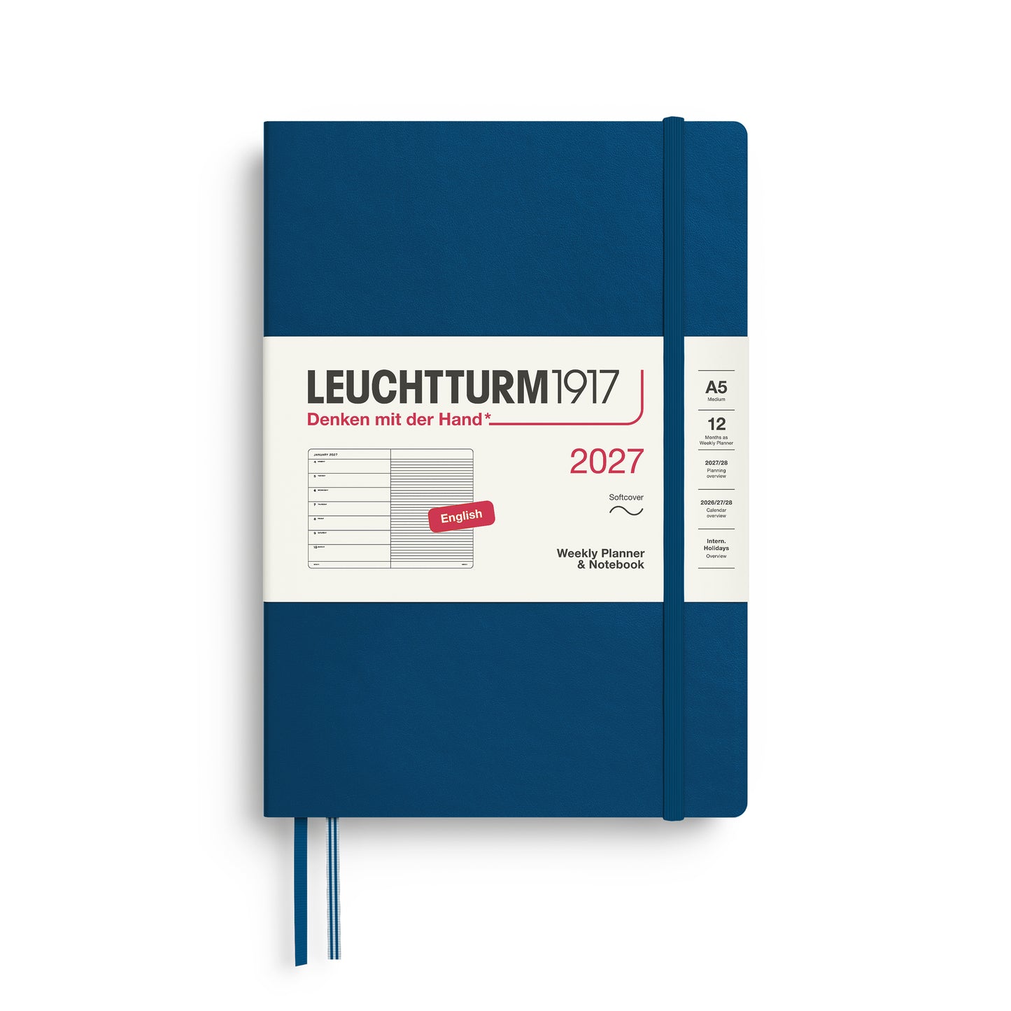 Leuchtturm1917 2027 A5 Medium Softcover Weekly Planner & Notebook - Indigo