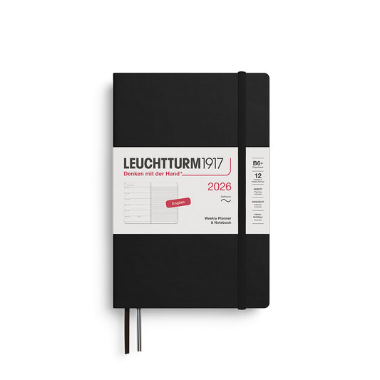 Leuchtturm1917 2026 B6+ Softcover Paperback Weekly Planner and Notebook - Black