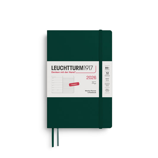 Leuchtturm1917 2026 B6+ Softcover Paperback Weekly Planner and Notebook - Forest Green