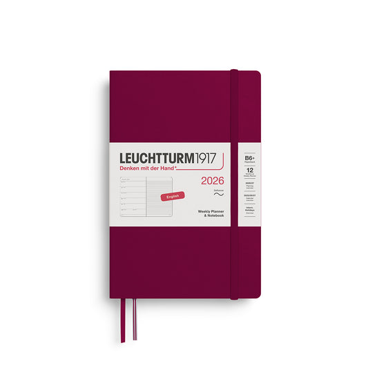 Leuchtturm1917 2026 B6+ Softcover Paperback Weekly Planner and Notebook - Port Red
