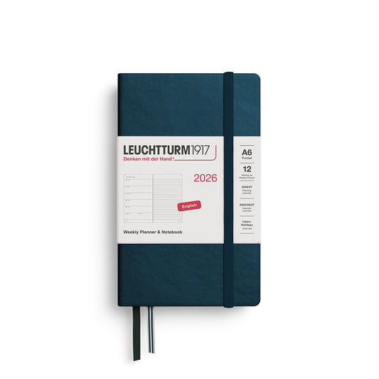 Leuchtturm1917 2026 A6 Pocket Weekly Planner and Notebook - Deep Sea
