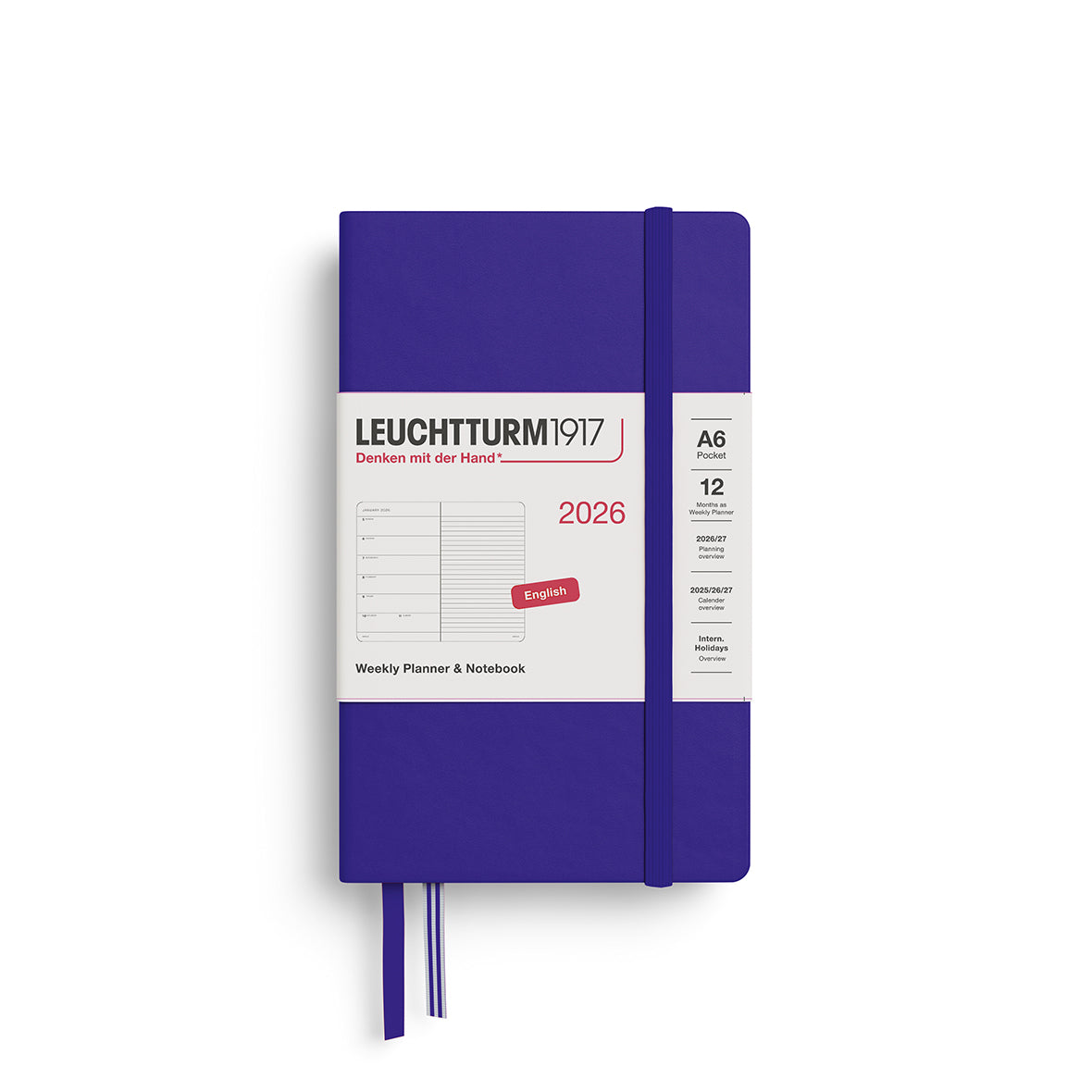 Leuchtturm1917 2026 A6 Pocket Weekly Planner and Notebook - Ink