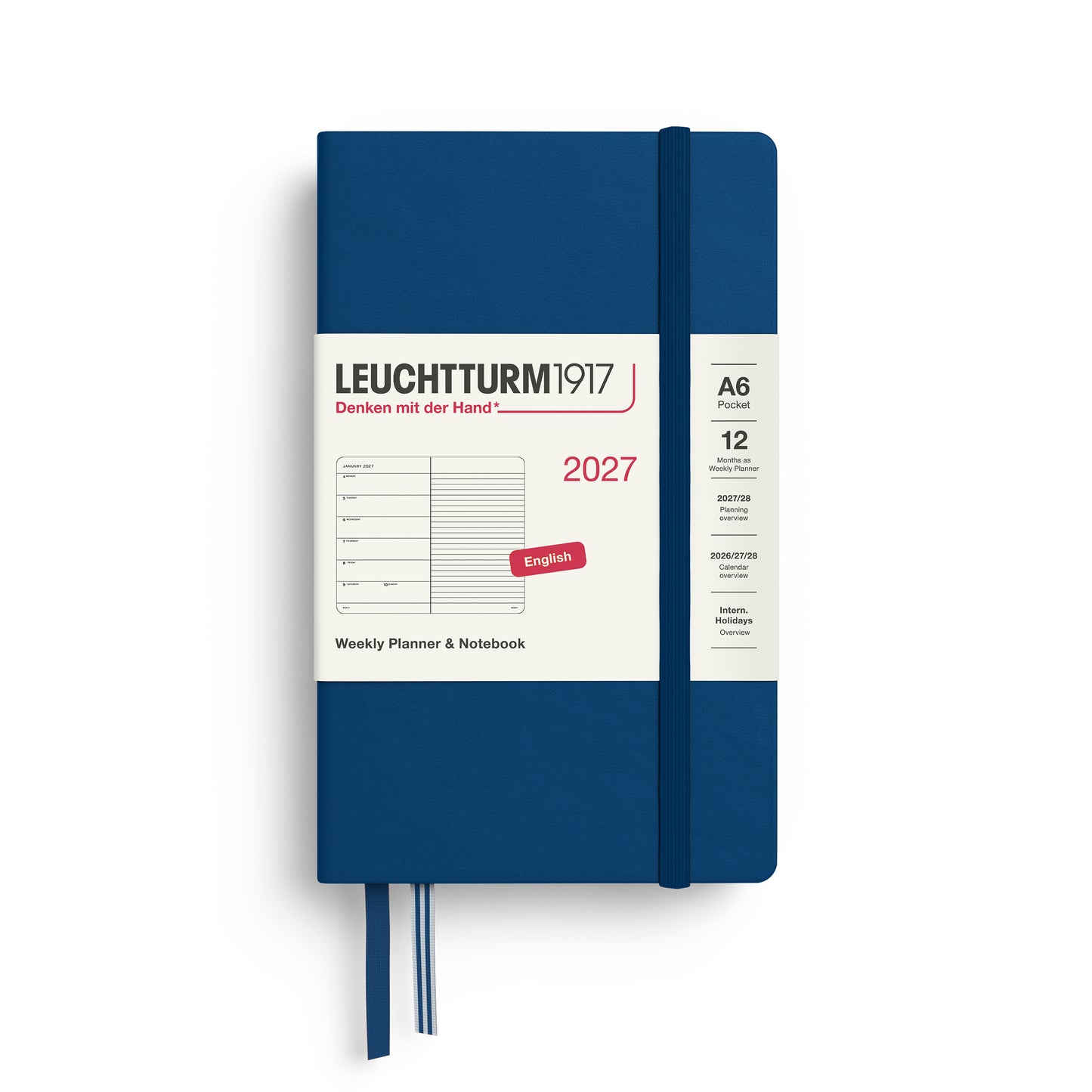 Leuchtturm1917 2027 A6 Pocket Hardcover Weekly Planner & Notebook - Indigo