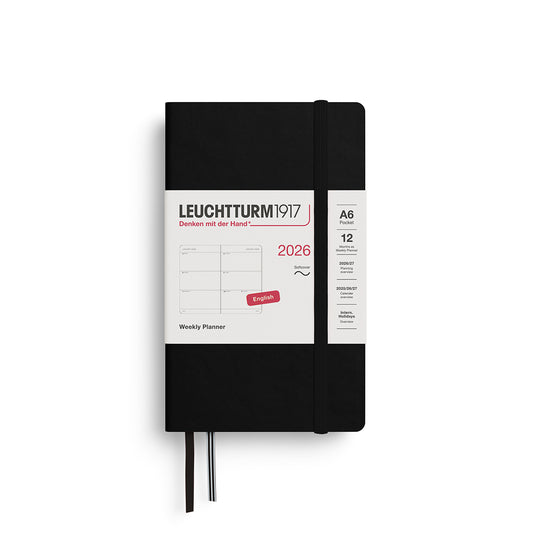 Leuchtturm1917 2026 A6 Pocket Softcover Weekly Planner - Black