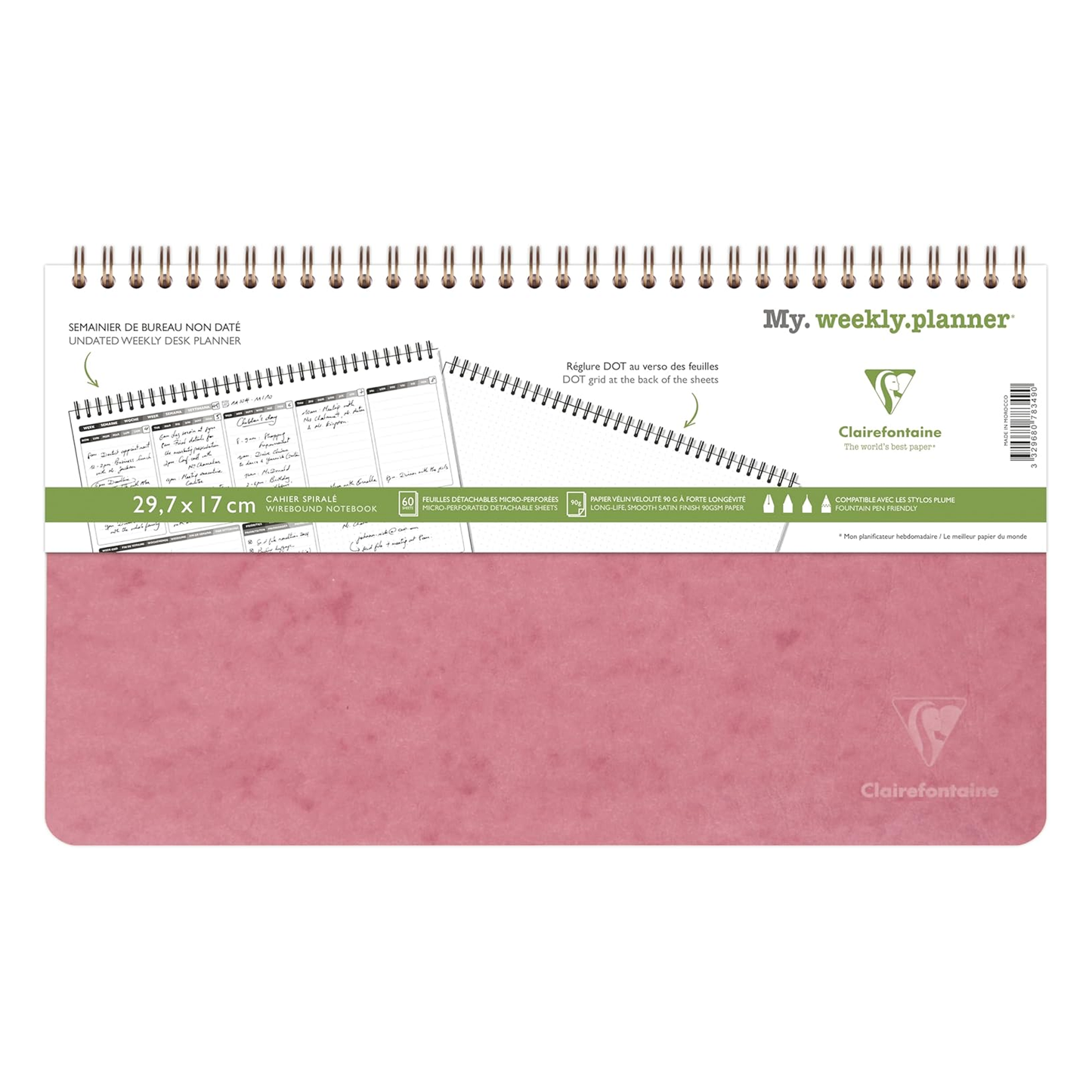Clairefontaine My Weekly Planner - Rose (11.5 x 6.5)