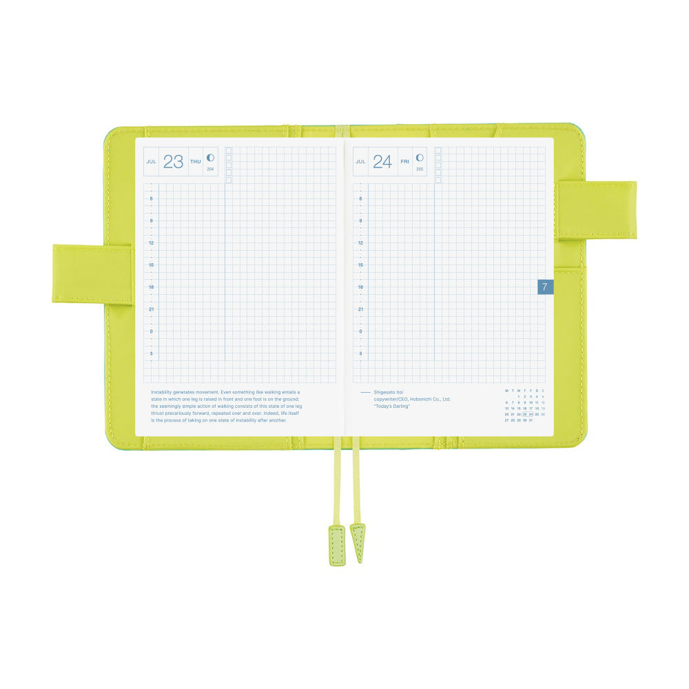 Hobonichi 2026 A6 Techo Book & Cover Set - Aqua Lime (English)