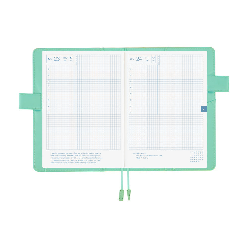 Hobonichi 2026 A5 Cousin Techo Book & Cover Set - Chamomile Mint (English)