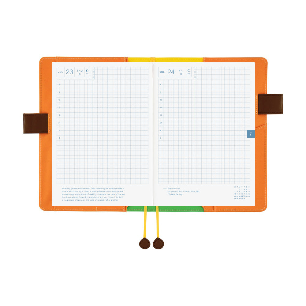 Hobonichi 2026 A5 Cousin Techo Book & Cover Set - 100%ORANGE: Where's the Squirrel Going (English)