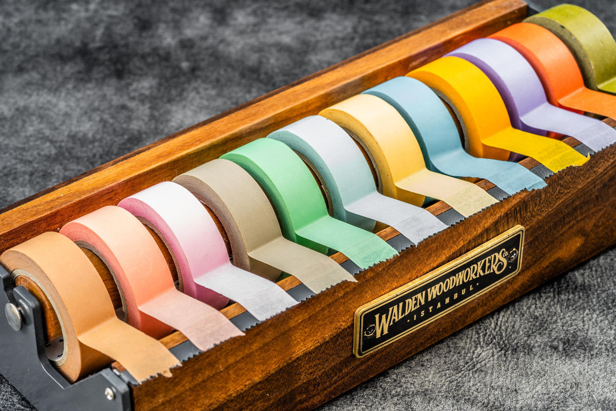 Galen Leather Wooden Multi Washi Tape Dispenser - Walnut