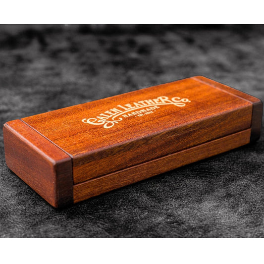 Galen Leather Wooden Pen Display Case with Lid