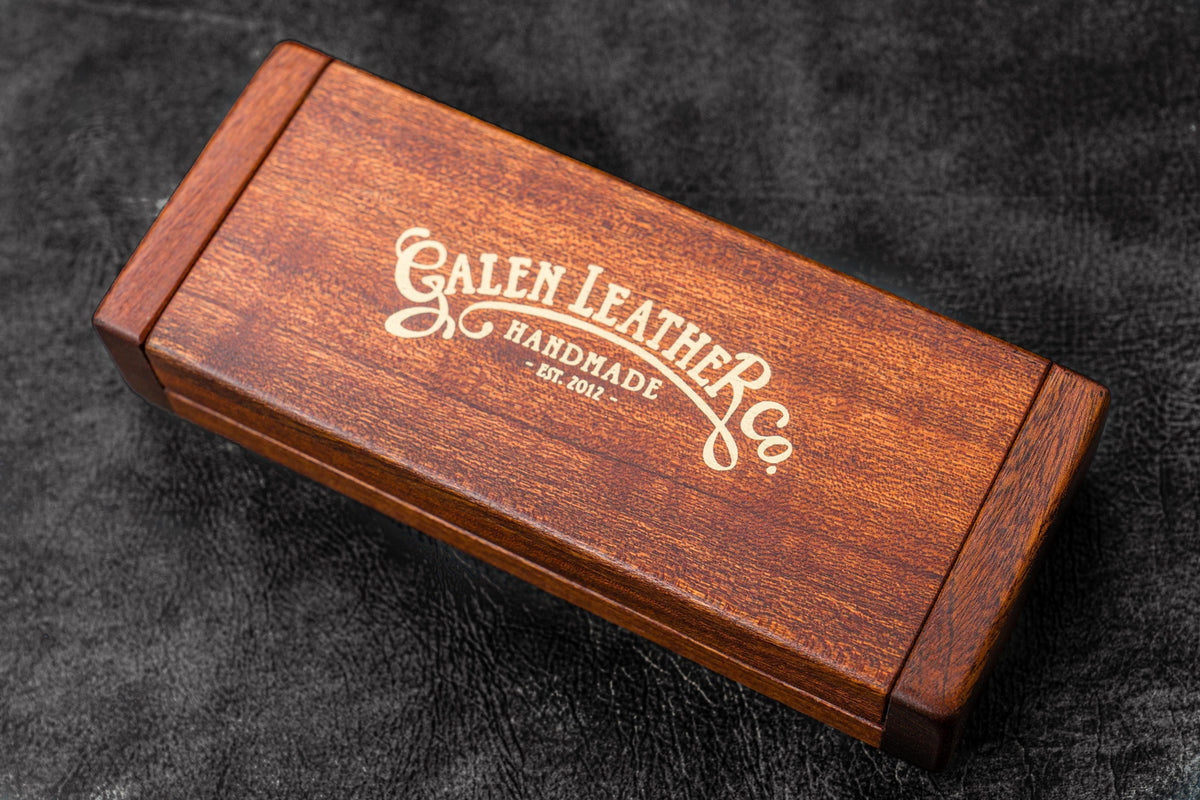 Galen Leather Wooden Pen Display Case with Lid