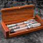 Galen Leather Wooden Pen Display Case with Lid