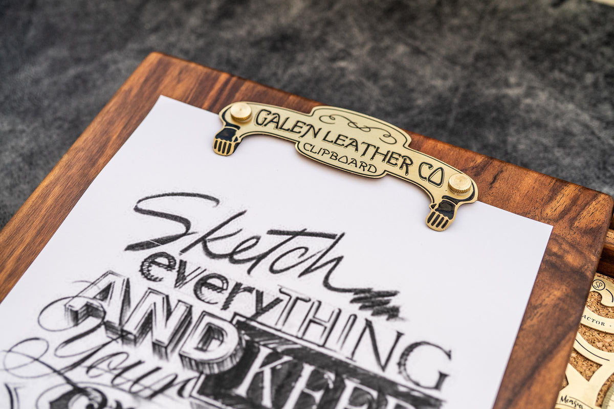 Galen Leather Wooden Sketchbox - Walnut