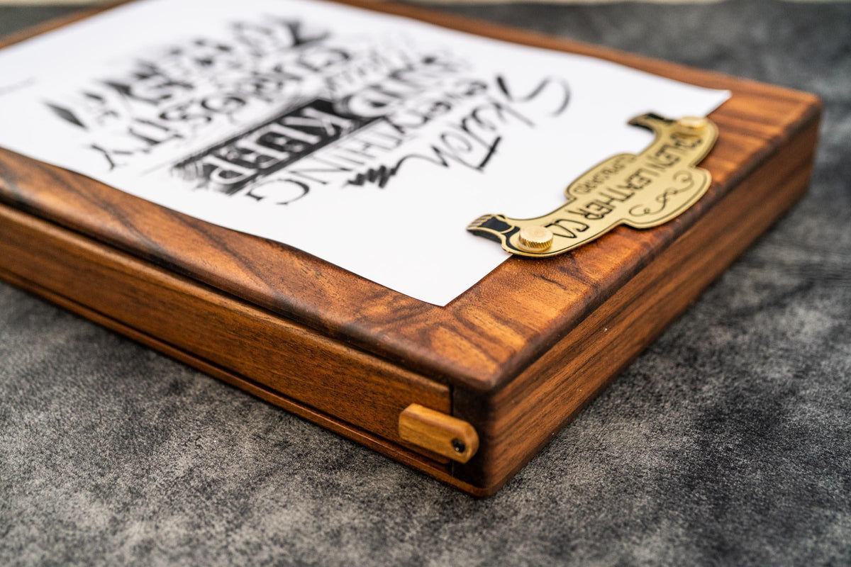Galen Leather Wooden Sketchbox - Walnut