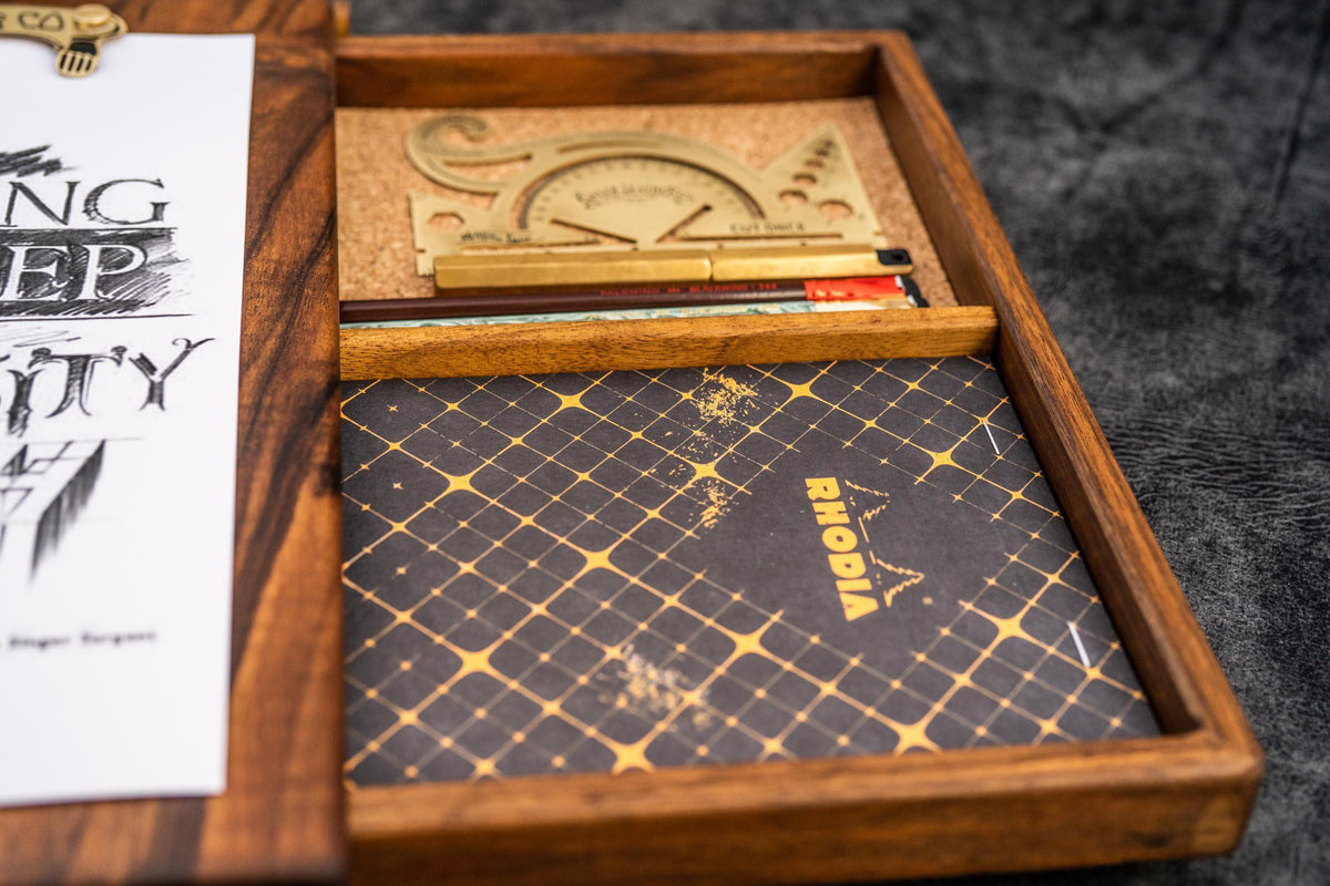 Galen Leather Wooden Sketchbox - Walnut