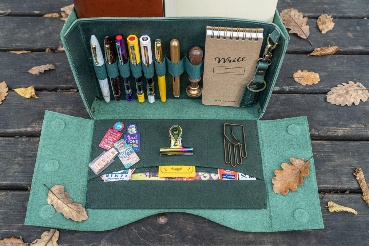 Galen Leather Writer's Medic Bag - Crazy Horse Forest Green