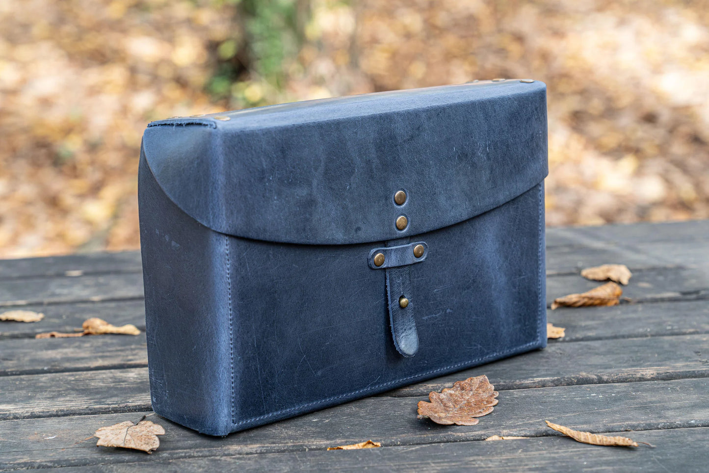 Galen Leather Writer's Medic Bag - Crazy Horse Navy Blue