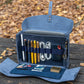 Galen Leather Writer's Medic Bag - Crazy Horse Navy Blue