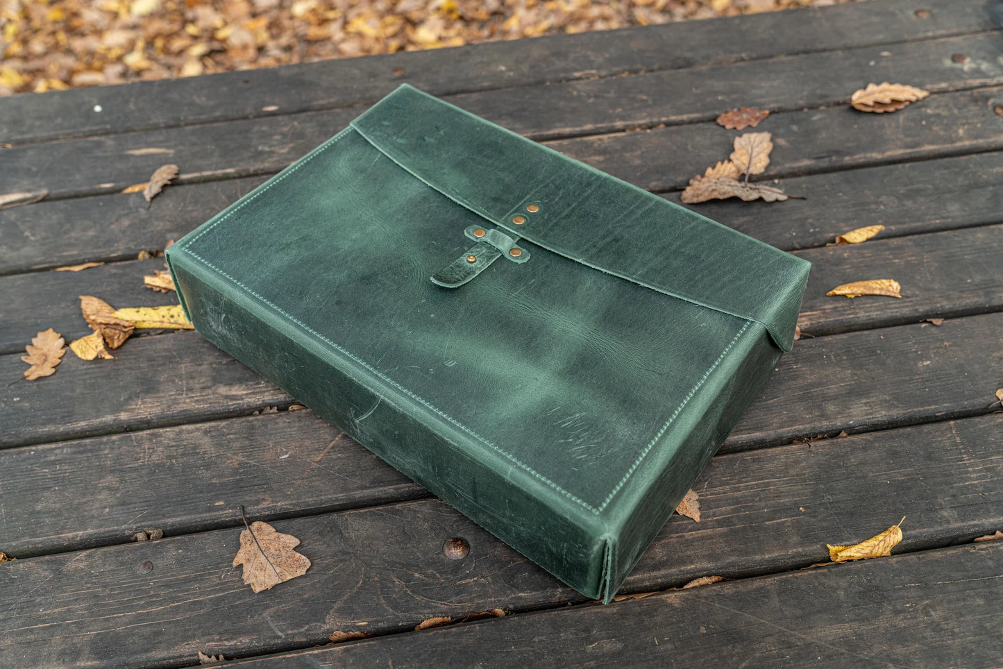 Galen Leather Writer's Medic Bag XLarge - Crazy Horse Forest Green