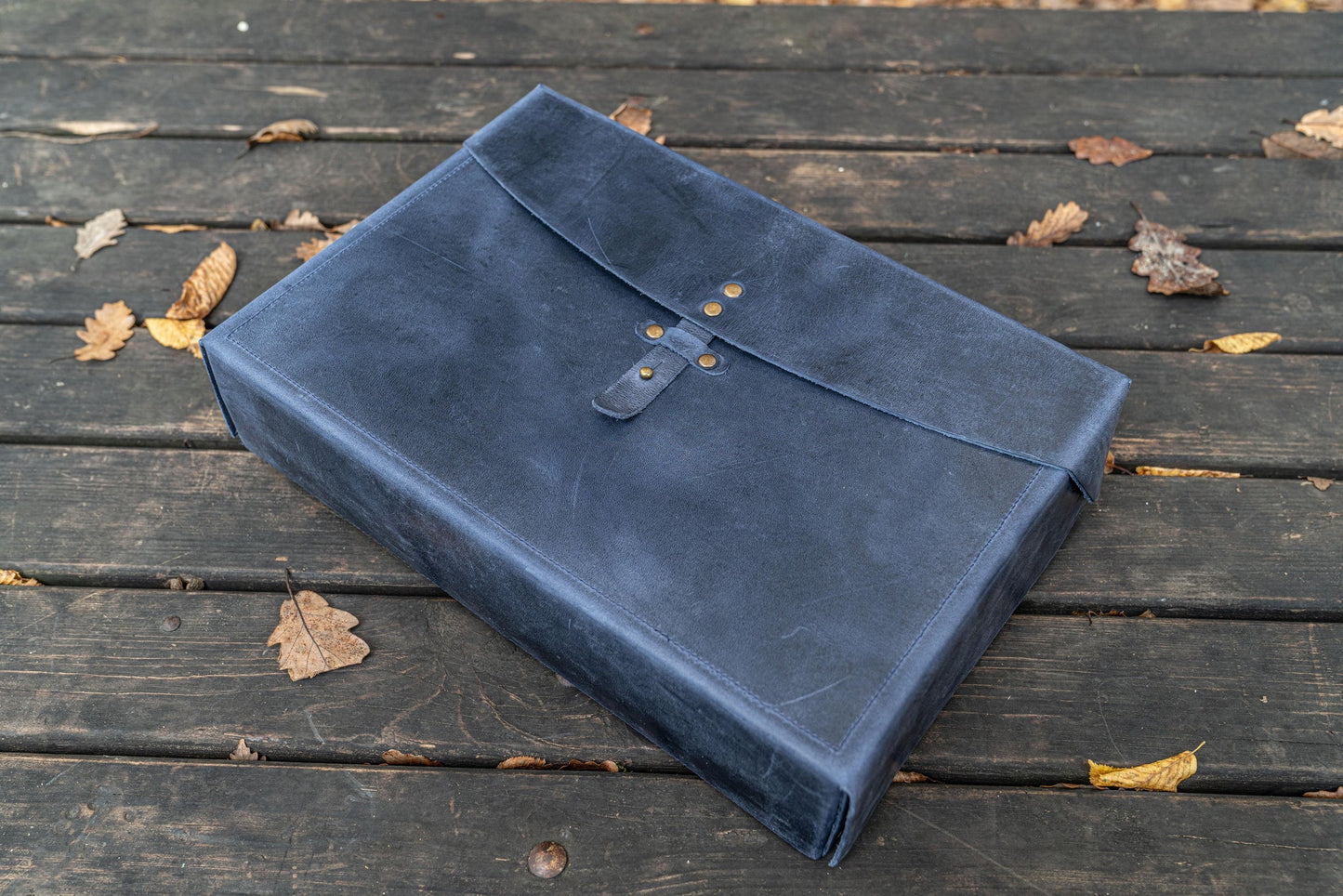 Galen Leather Writer's Medic Bag XLarge - Crazy Horse Navy Blue