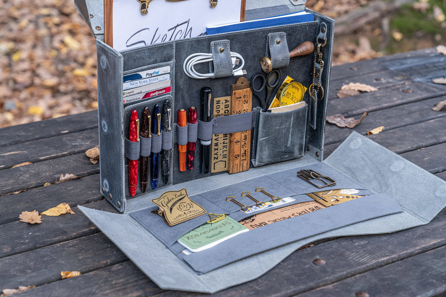 Galen Leather Writer's Medic Bag XLarge - Crazy Horse Smoky