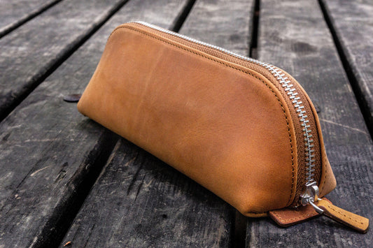 Galen Leather XLarge Pencil Case - Crazy Horse Tan (Zippered)