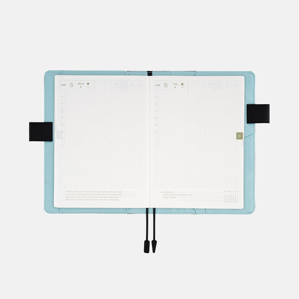 Hobonichi A5 Cousin Cover Only - Colors: Black x Clear Blue