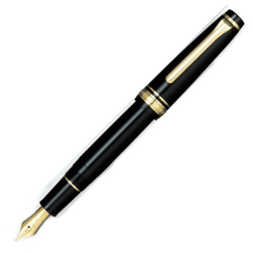 Sailor Pro Gear Slim Fountain Pen - Black with Gold Trim
