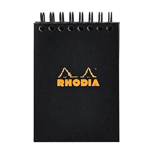 Rhodia #13 Top Wirebound Graph A6 Notepad - Black