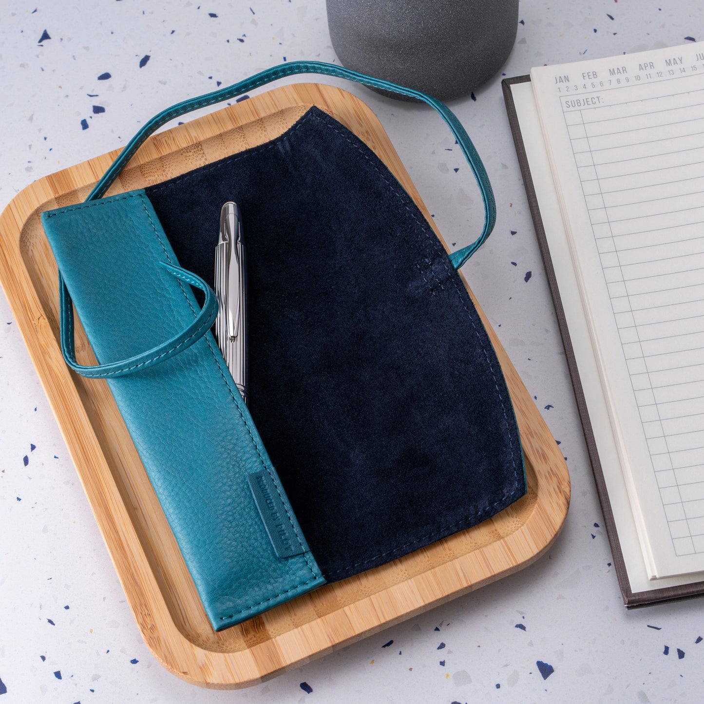 Pilot Pensemble Leather Roll Pen Case - Holds 1 - Forest Blue