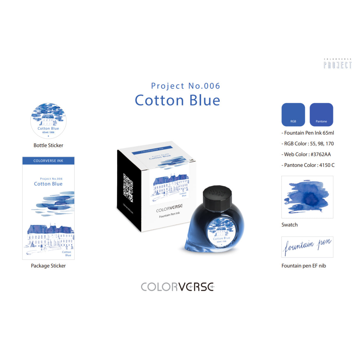 Colorverse Cotton Blue (65ml) Bottled Ink