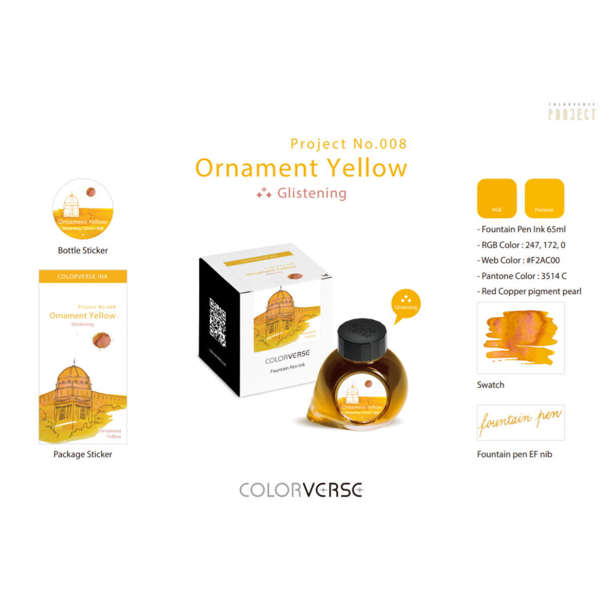 Colorverse Ornament Yellow Glistening (65ml) Bottled Ink