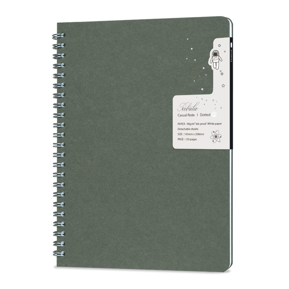 Colorverse Nebula A5 Casual Notebook - Oil Green Dotted