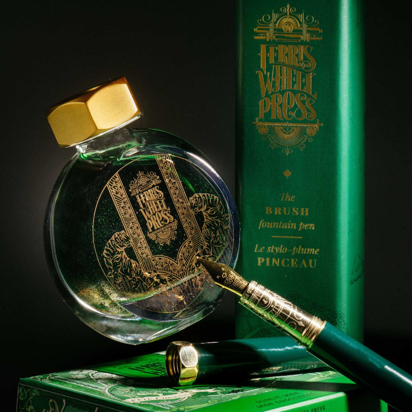 Ferris Wheel Press Curious Collaborations | Lunar New Year Twin Jade Ink | Sunlit Jade (38ml) Bottled Ink (Special Edition)