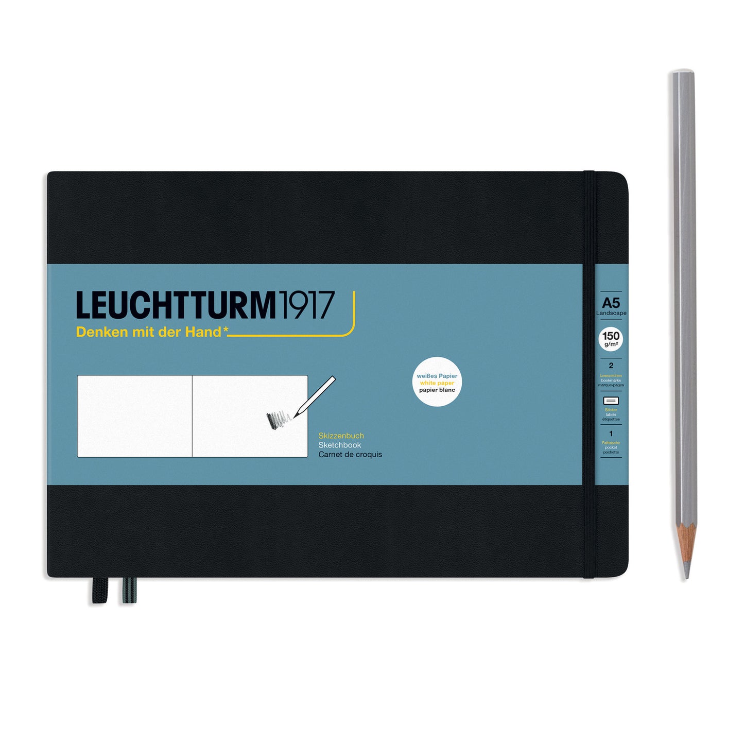 Leuchtturm1917 Sketchbook A5 Medium Landscape Hardcover - Black