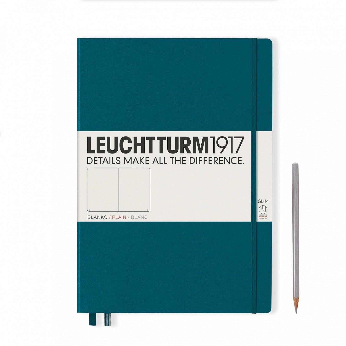 Leuchtturm1917 Master Slim A4+ Hardcover Plain Notebook - Pacific Green