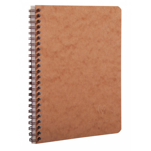 Clairefontaine #78566 Basics Lined with Pockets Wirebound A5 Notebook (6 x 8.25) - Tan