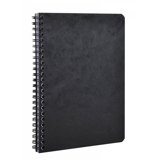 Clairefontaine #785661 Basics Lined with Pockets Wirebound A5 Notebook (6 x 8.25) - Black