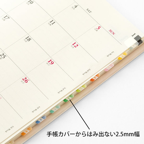 Midori Chiratto Index Label - Small Numbers (Colored)