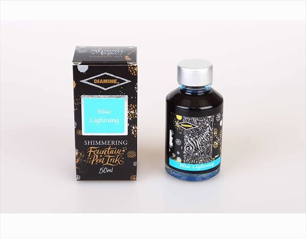 Diamine Blue Lightning (50ml) Bottled Ink (Shimmering Silver)