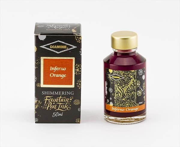 Diamine Inferno Orange (50ml) Bottled Ink (Shimmering Gold)