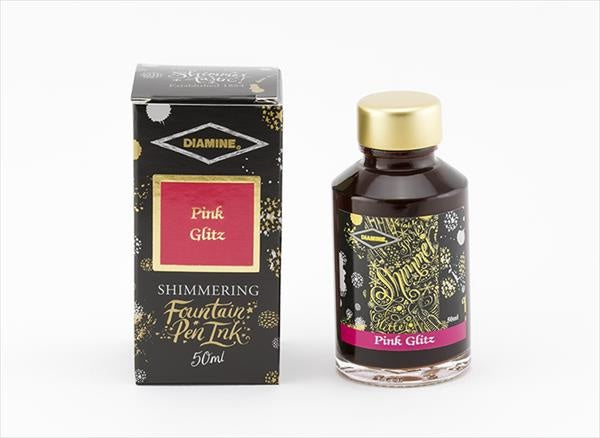 Diamine Pink Glitz (50ml) Bottled Ink (Shimmering Gold)