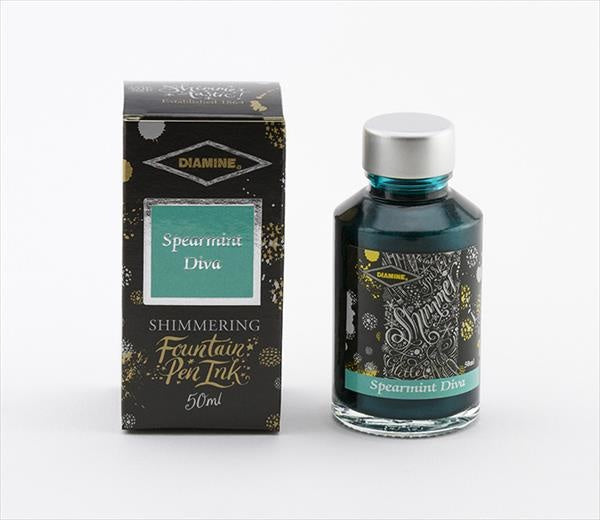 Diamine Spearmint Diva (50ml) Bottled Ink (Shimmering Silver)