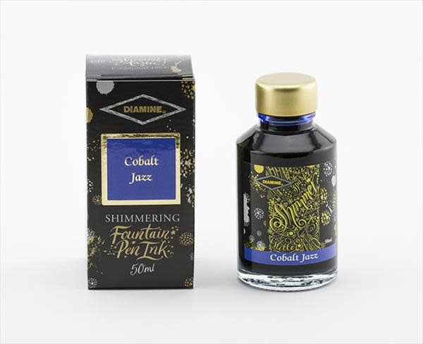 Diamine Cobalt Jazz (50ml) Bottled Ink (Shimmering Gold)